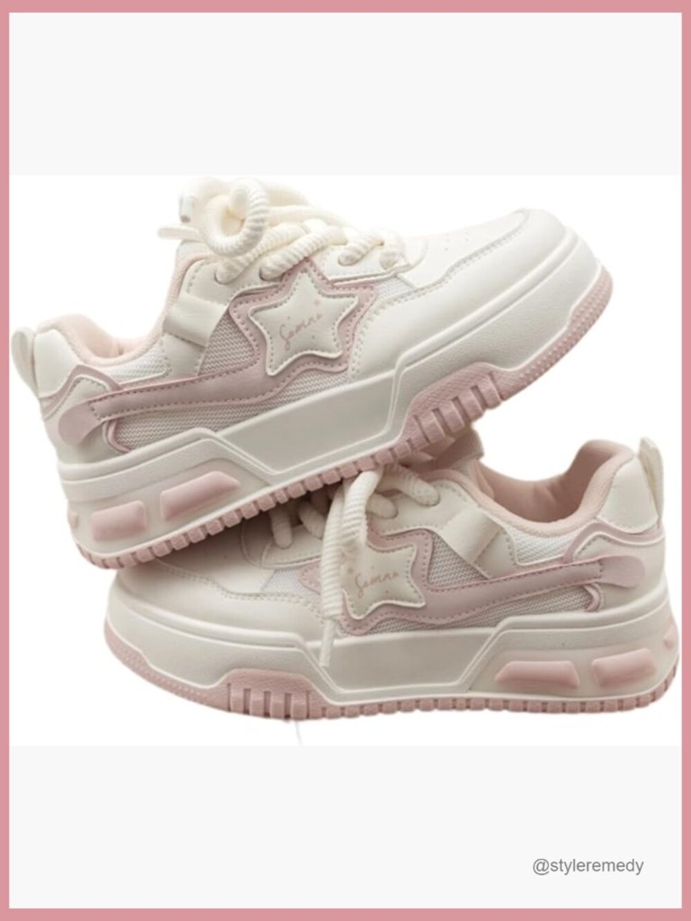 Platform Chunky Sneakers with Star Detail Cute Walking Shoes Y2K Travel Outdoor
